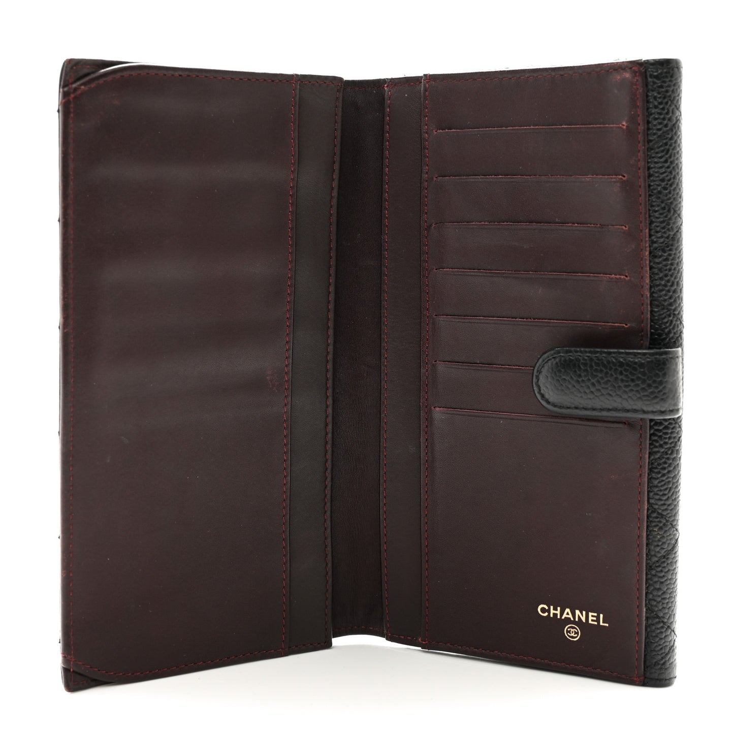Caviar Quilted Large Gusset Flap Wallet Black