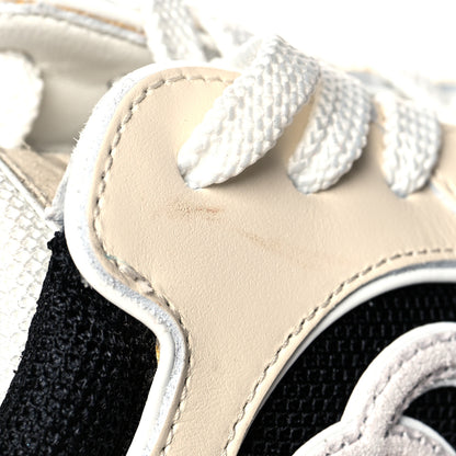 Chanel Mesh Suede Calfskin Womens CC Sneakers 38 White Black Pink 9 of 10