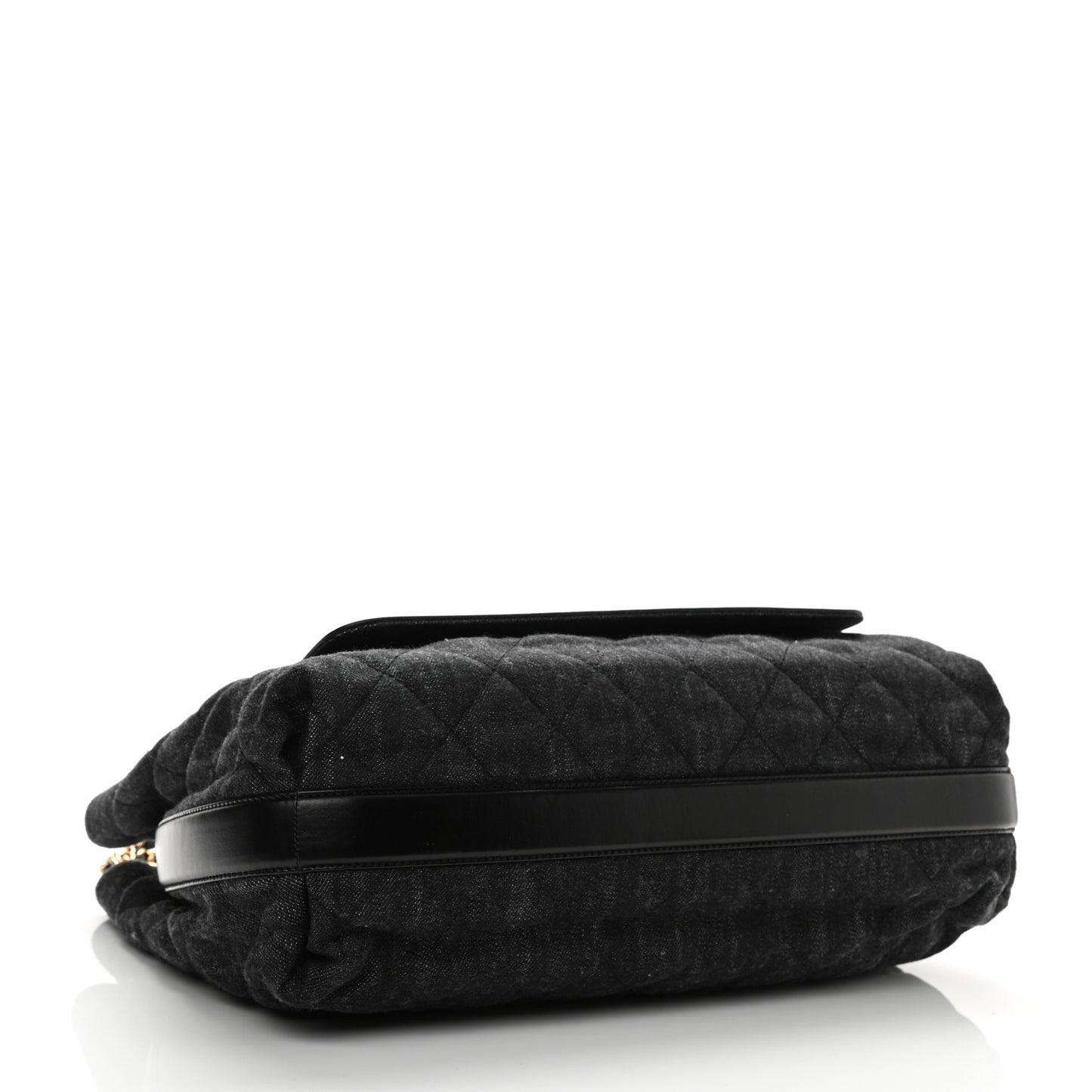Denim Calfskin Quilted Tote Black