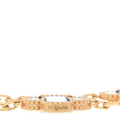 Van Cleef & Arpels 18K Yellow Gold Blue Agate 5 Motifs Vintage Alhambra Bracelet 3 of 5