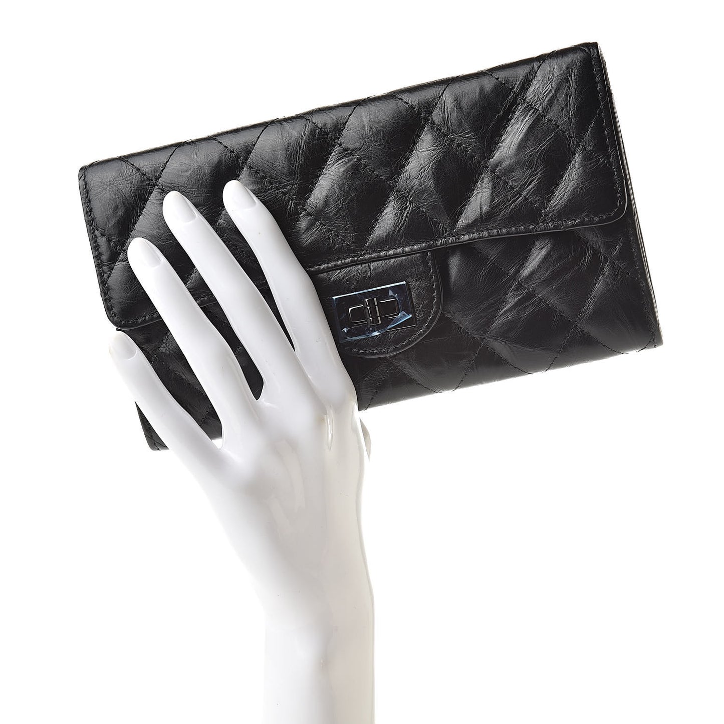 Aged Calfskin Quilted 2.55 Reissue Flap Wallet So Black