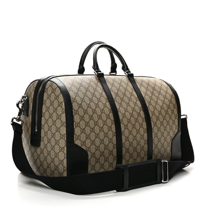 Gucci GG Supreme Monogram Selleria Calfskin Medium Duffle Beige Ebony Black 2 of 11