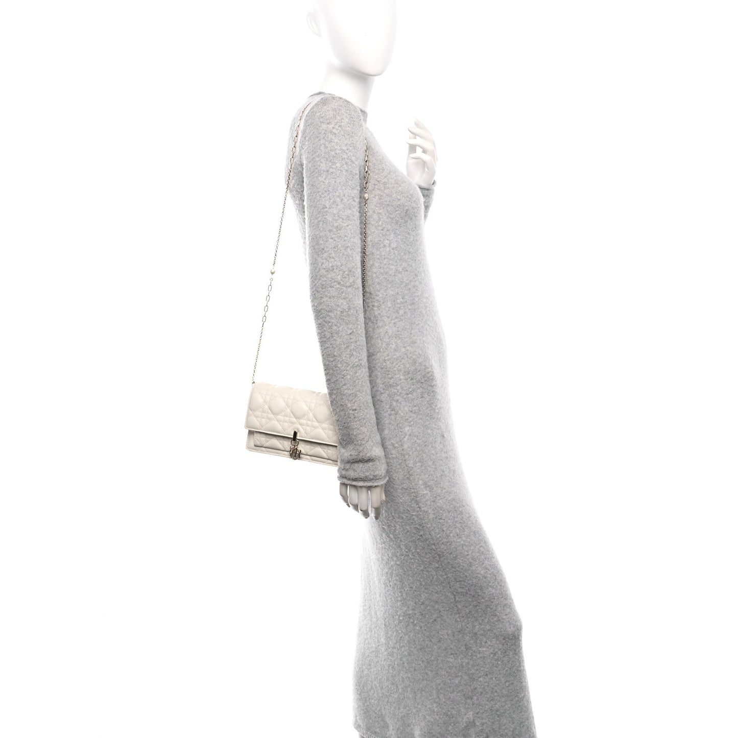 Lambskin Cannage Chain My Dior Daily Chain Pouch Latte