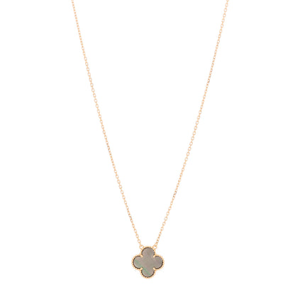Van Cleef & Arpels 18K Rose Gold Gray Mother of Pearl Vintage Alhambra Pendant Necklace 1 of 5