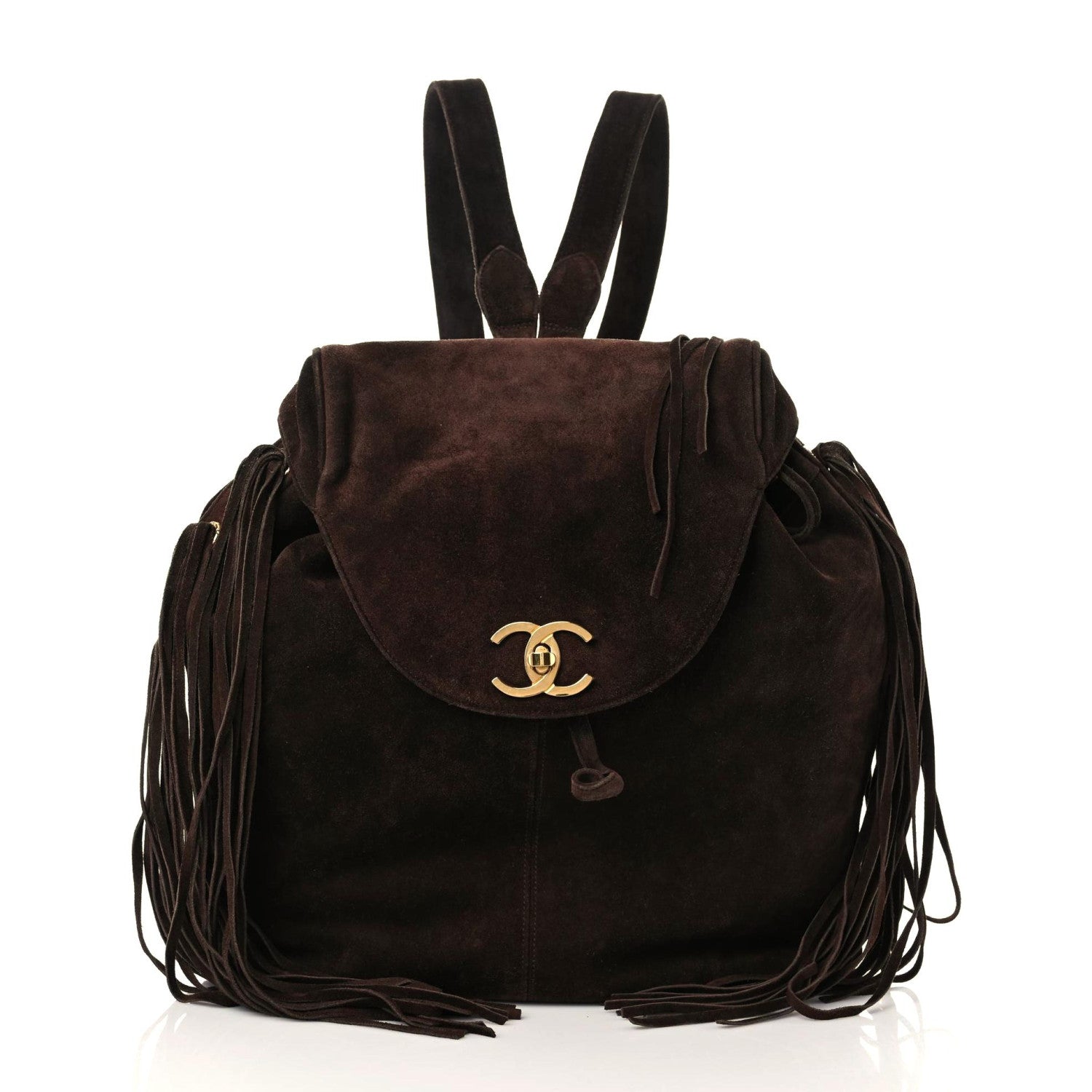 Chanel Suede CC Drawstring Backpack Brown 3 of 15
