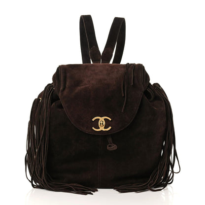 Chanel Suede CC Drawstring Backpack Brown 3 of 15