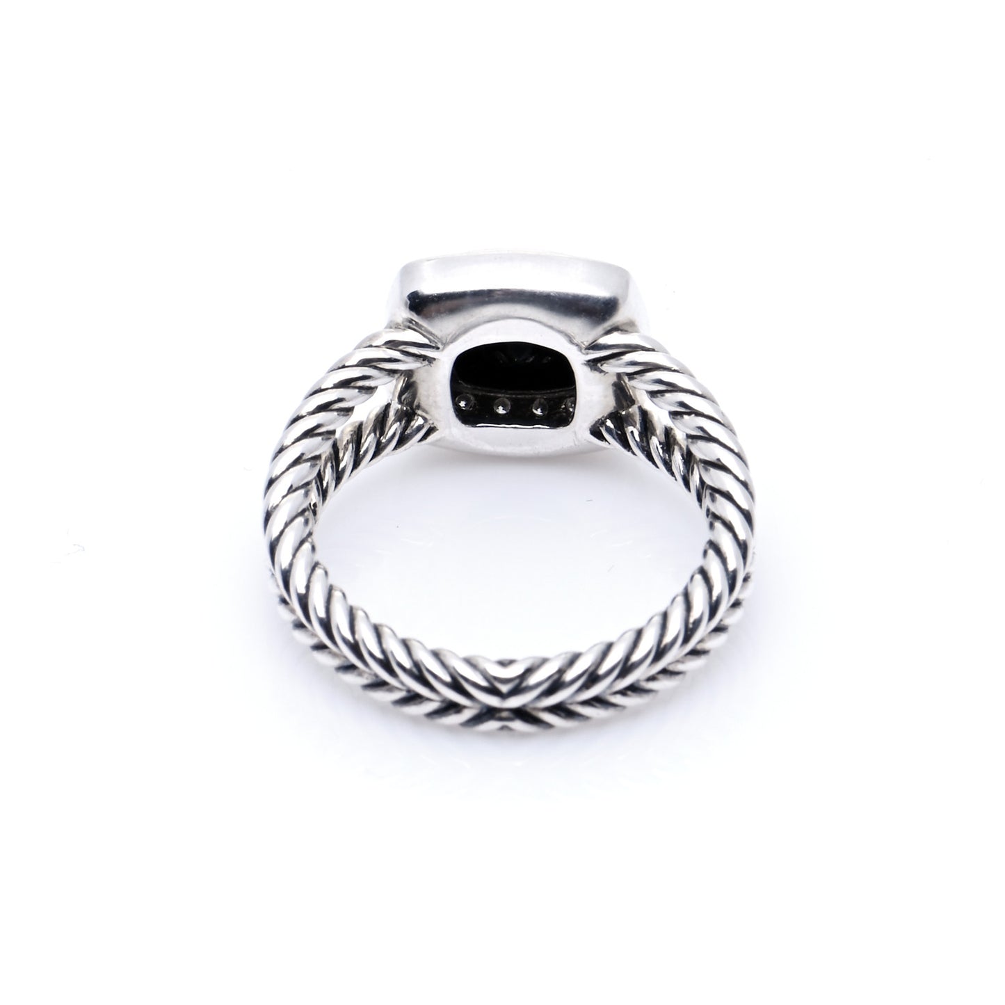 Sterling Silver Diamond Black Onyx 7mm Petite Albion Ring 52 6