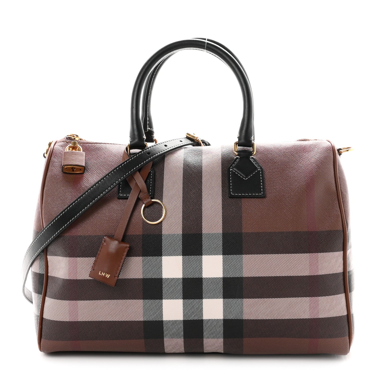 Burberry E-canvas Check Bowling Bag Dark Birch Brown 1 of 9