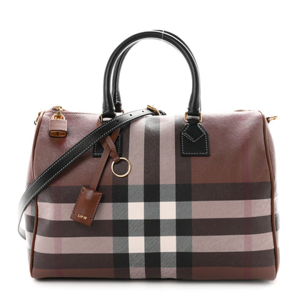 Burberry E-canvas Check Bowling Bag Dark Birch Brown 1 of 9