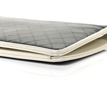 Chanel Calfskin Diamond Stitched Yen Wallet Dark Navy Blue 8 of 9