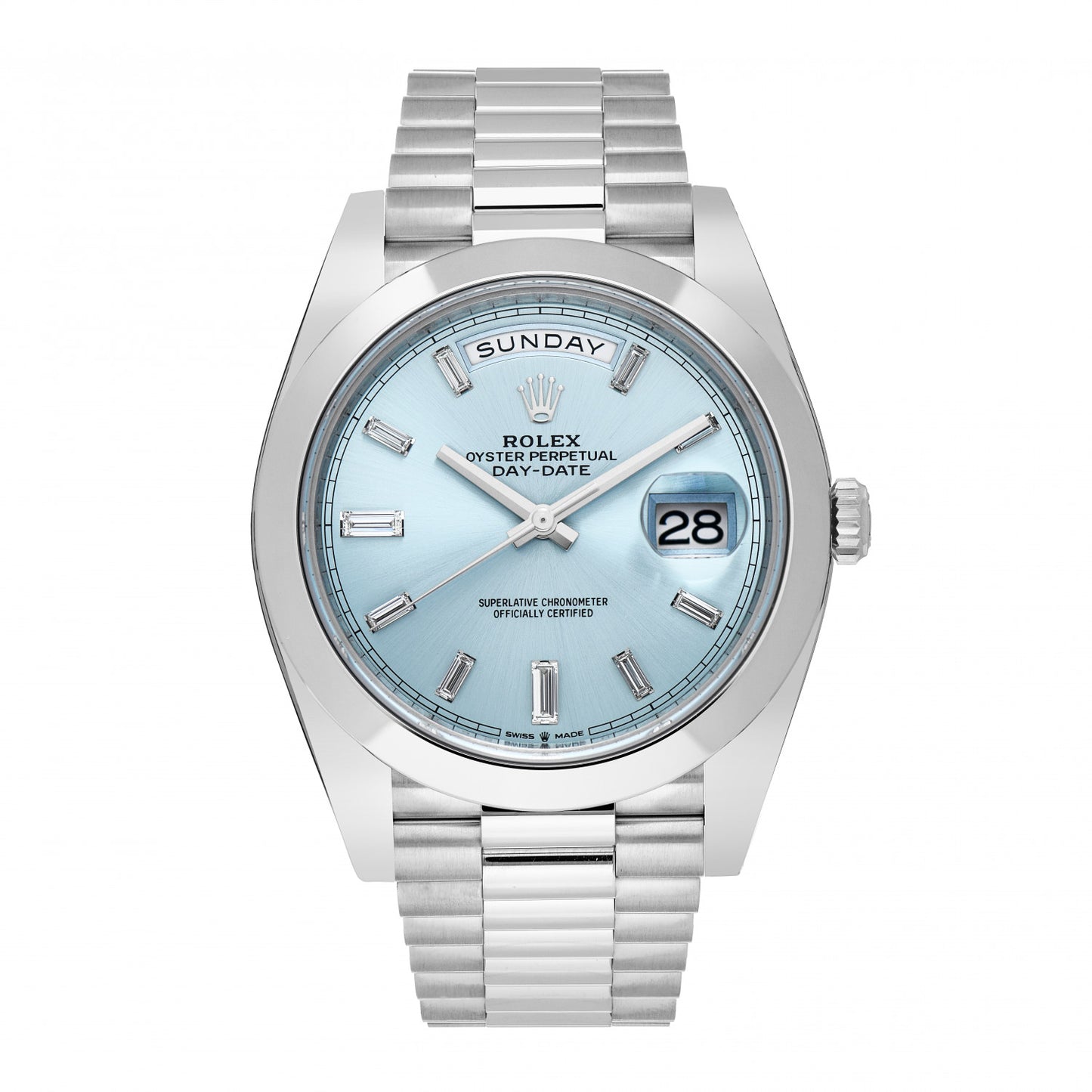 Platinum Diamond 40mm Oyster Perpetual Day-Date Watch Ice-Blue 228206