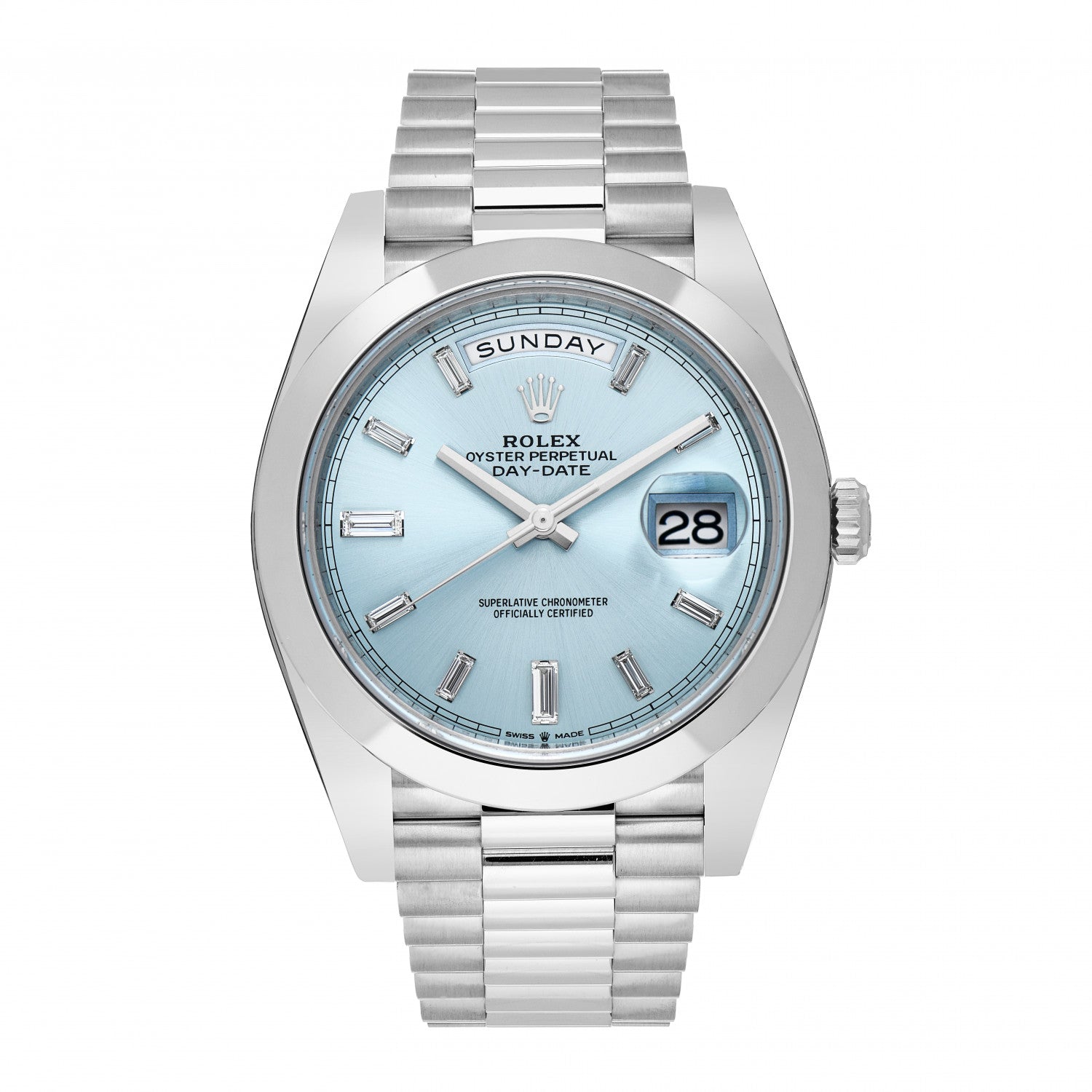 Rolex Platinum Diamond 40mm Oyster Perpetual Day-Date Watch Ice-Blue 228206 1 of 5