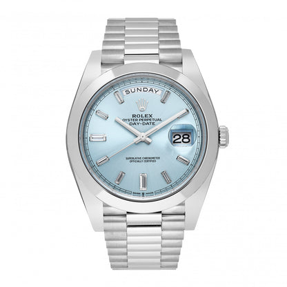 Rolex Platinum Diamond 40mm Oyster Perpetual Day-Date Watch Ice-Blue 228206 1 of 5