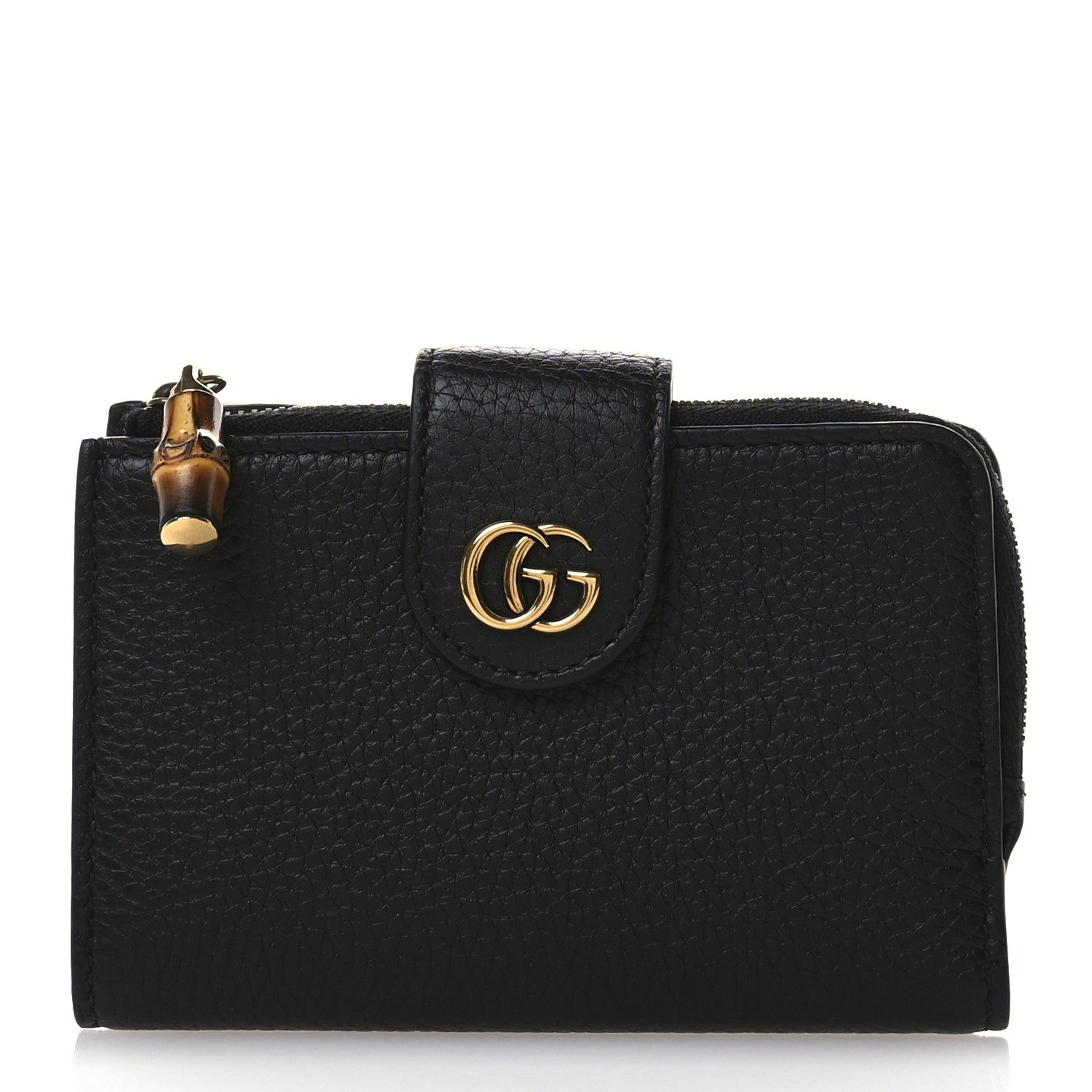 Gucci Piuma Calfskin Medium Bamboo Double G Wallet Black 1 of 7