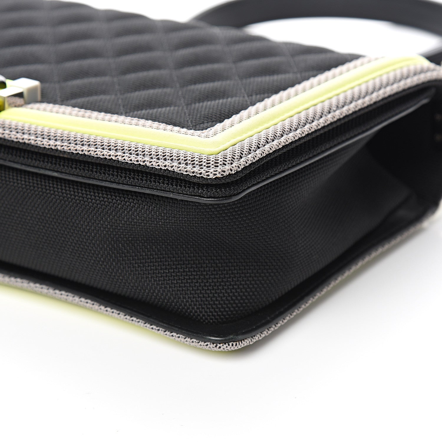 Chanel Canvas Quilted New Medium Fluo Boy Flap Black Grey Yellow 8 of 9