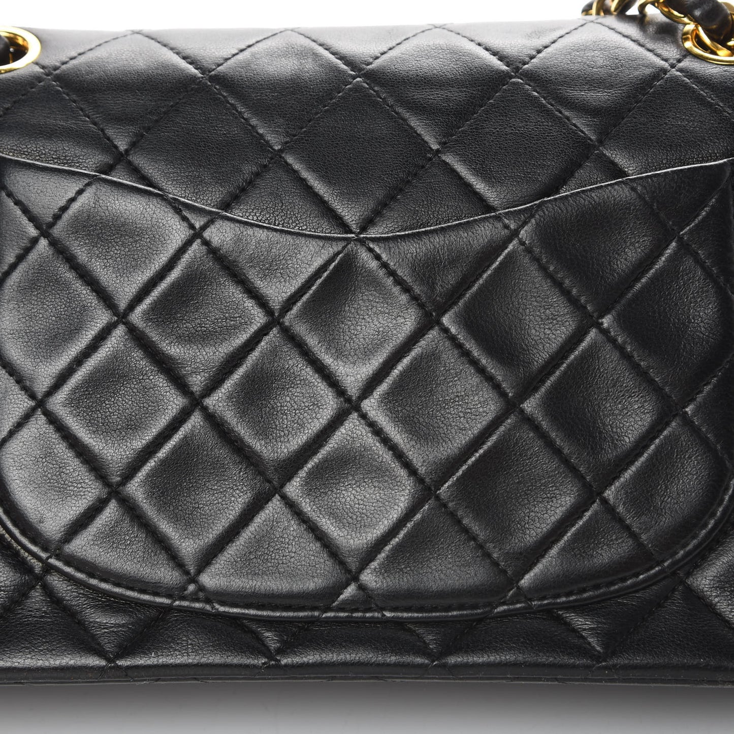 Lambskin Quilted Small Double Flap Black
