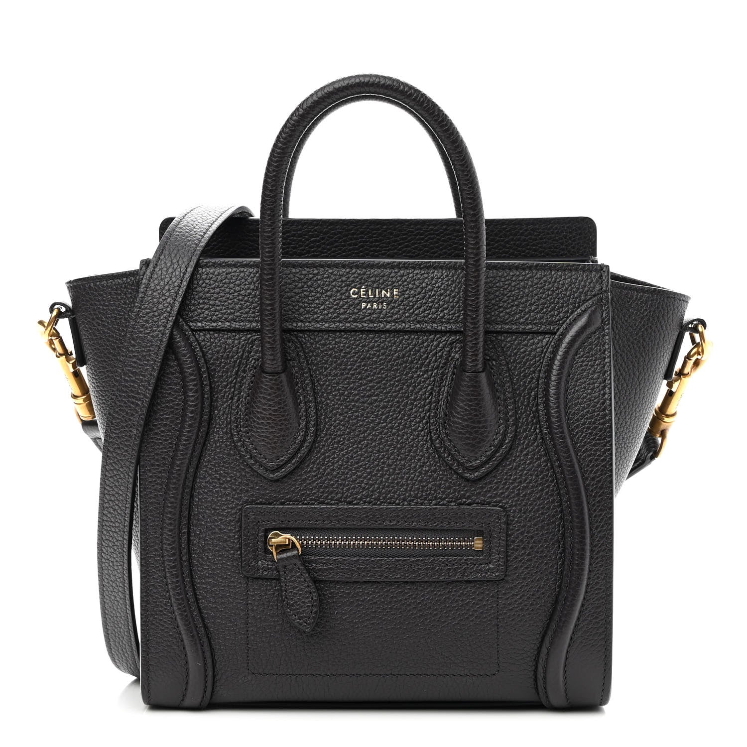 Celine Drummed Calfskin Nano Luggage Liquorice 1 of 8