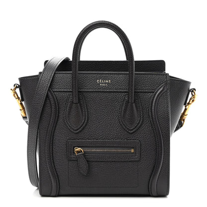 Celine Drummed Calfskin Nano Luggage Liquorice 1 of 8