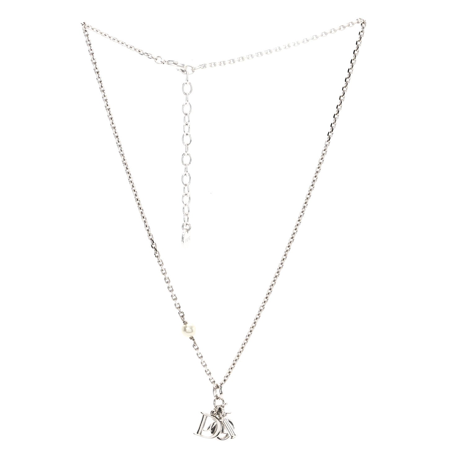 Christian Dior Pearl Logo Necklace Silver 3 of 4
