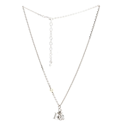 Christian Dior Pearl Logo Necklace Silver 3 of 4