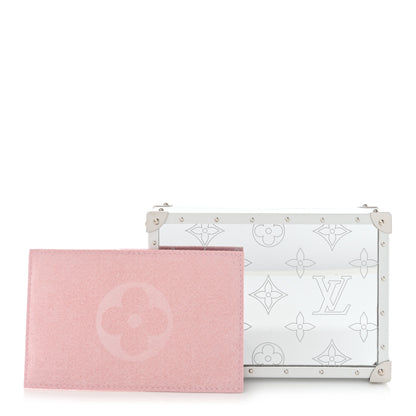 Louis Vuitton Calfskin Mirror Monogram Etched Jewelry Box Trunk White 2 of 9