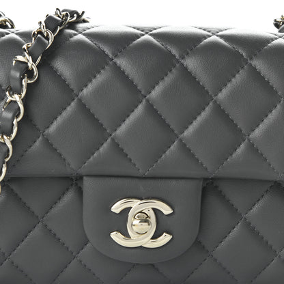Chanel Lambskin Quilted Mini Rectangular Flap Grey 10 of 11