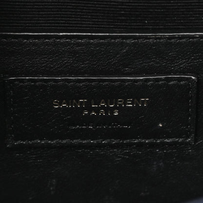 Saint Laurent Grain De Poudre Textured Mixed Matelasse Triquilt Small Monogram Satchel Blue 6 of 11