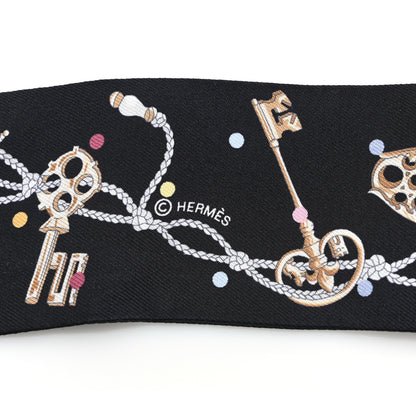 Hermes Silk Les Cles A Pois Twilly Black Beige Rose Multicolor 3 of 4