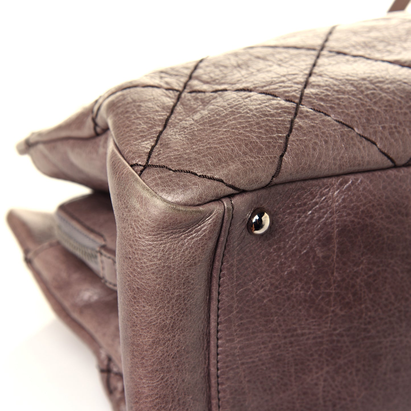 Glazed Calfskin On the Road Zip Tote Brown