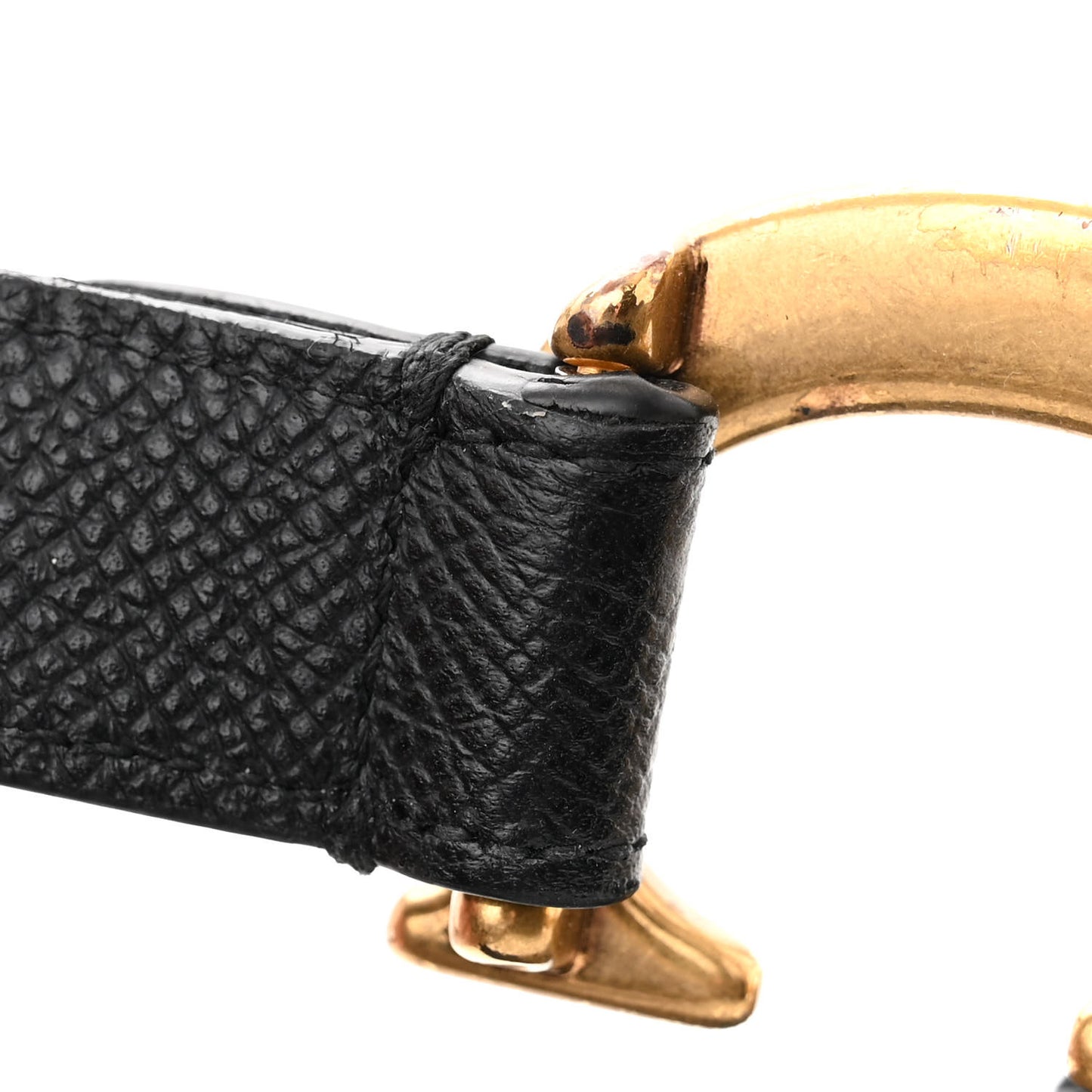 CHRISTIAN DIOR Grained Calfskin Saddle Bag With Strap Black