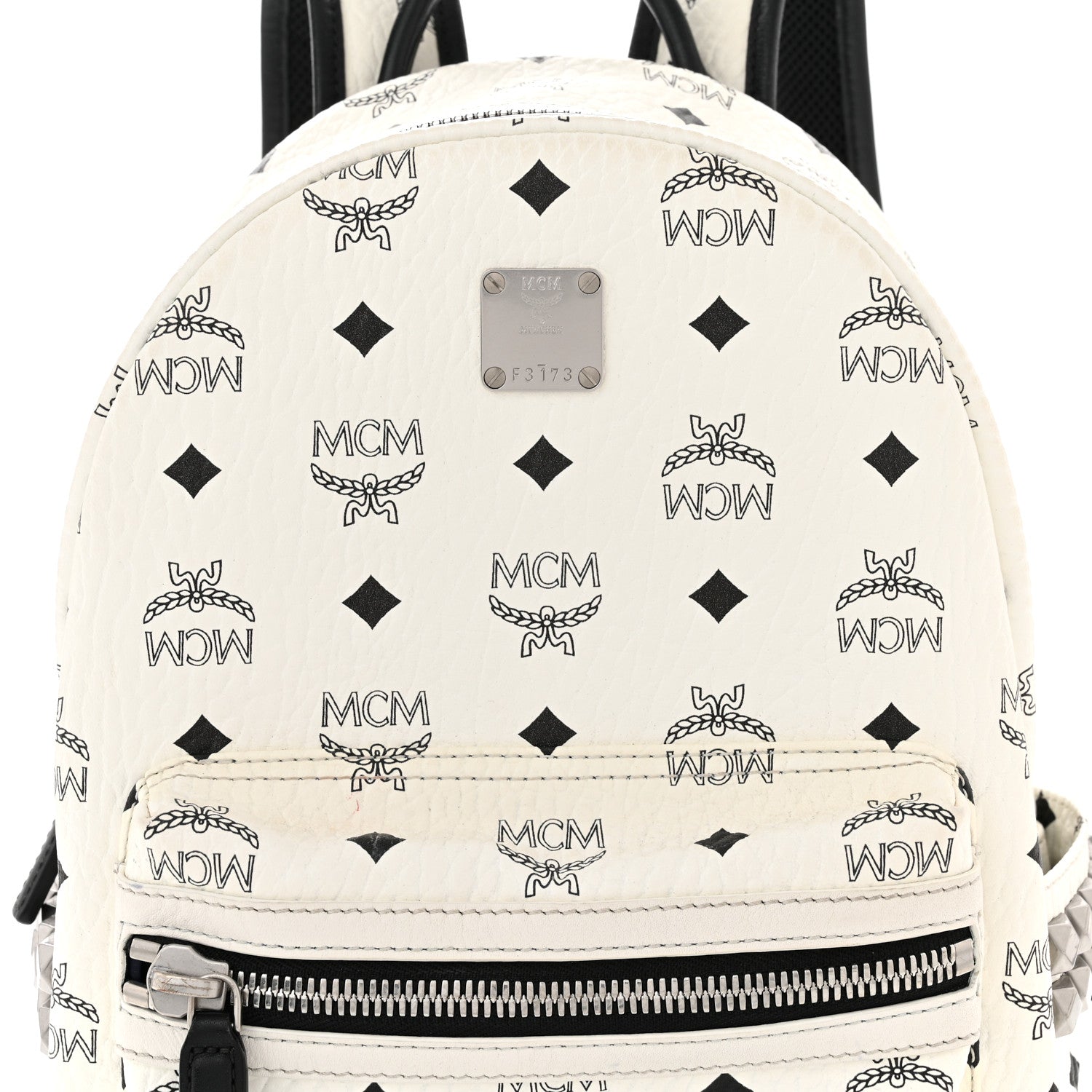 MCM Visetos Small Side Stud Stark Backpack White 8 of 10