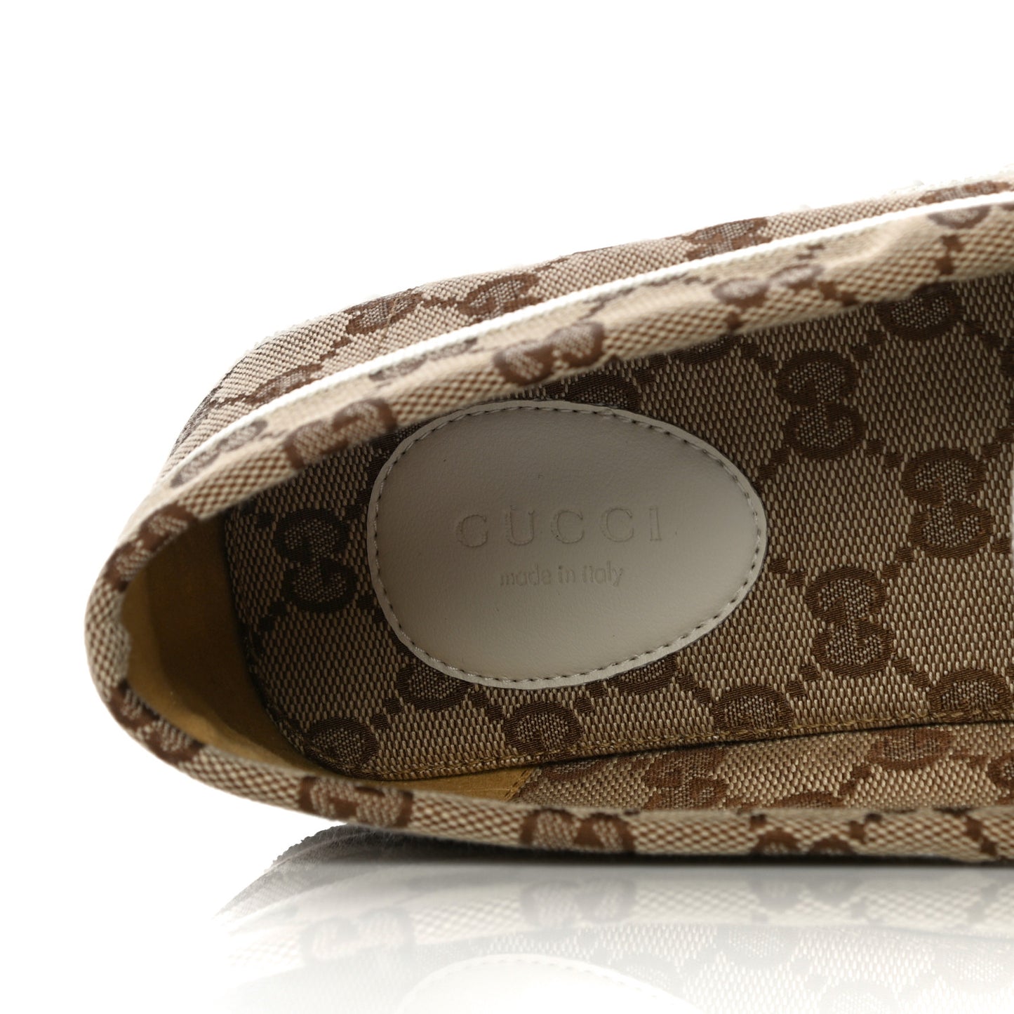 GG Monogram Horsebit Web Womens Driver Loafers 41 Beige Ebony White