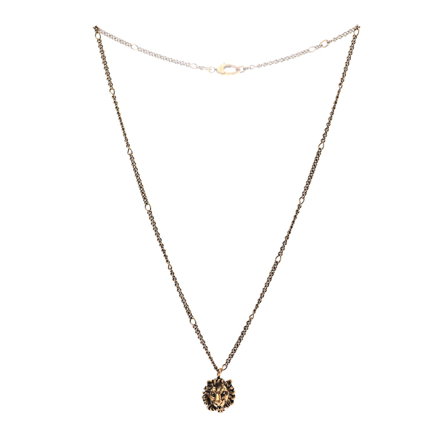 Metal Lion Head Necklace Gold