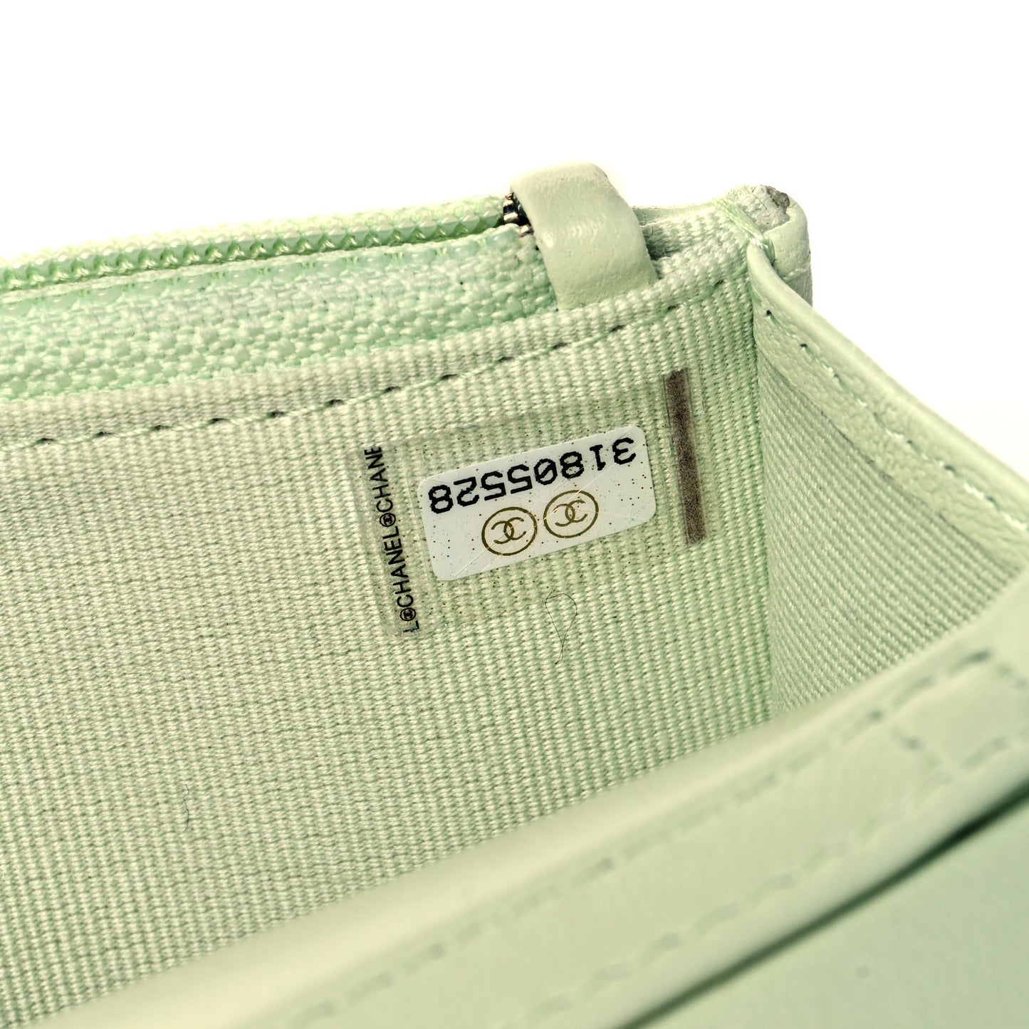 Lambskin Quilted Chanel 19 Clutch With Chain Light Green