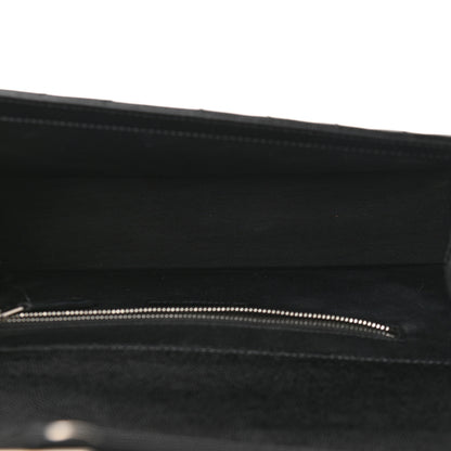Saint Laurent Grain De Poudre Matelasse Chevron Large Monogram Satchel Black 5 of 9