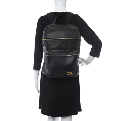 Salvatore Ferragamo Calfskin Nevada Gancini Backpack Black 2 of 11