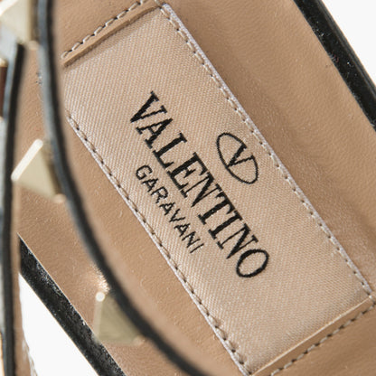 Valentino Garavani Calfskin Rockstud Ankle Wrap Flat Thong Sandals 37.5 Black 7 of 14