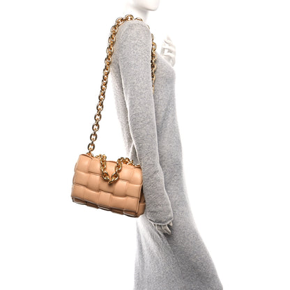 Bottega Veneta Lambskin Maxi Intreccio Padded Chain Cassette Crossbody Bag Almond 2 of 11