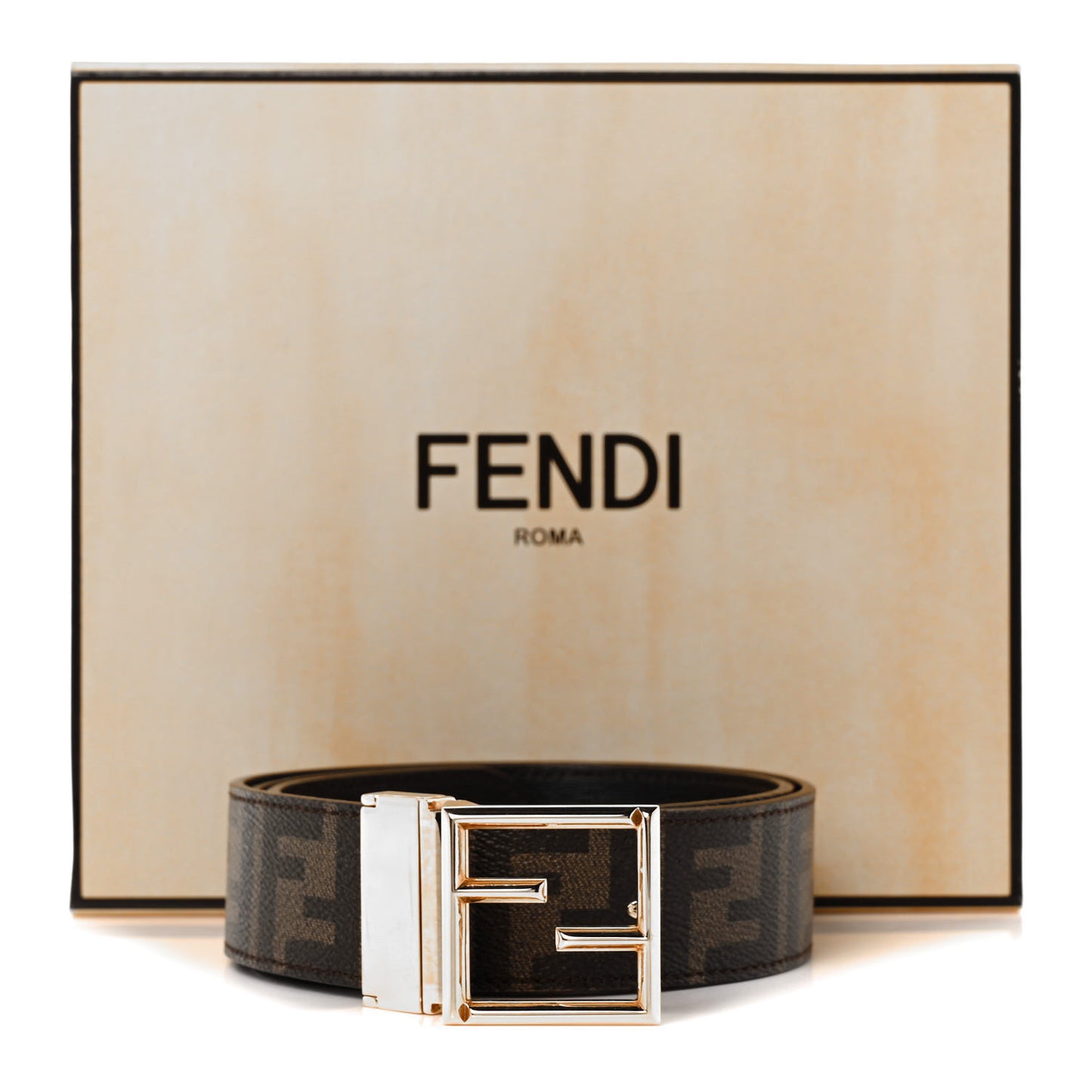 Zucca Calfskin FF Reversible Belt 75 30 Tobacco Black