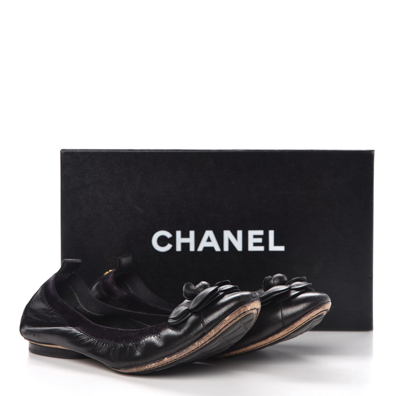Chanel Lambskin Camellia Cap Toe Ballerina Flats 38 Black 13 of 13