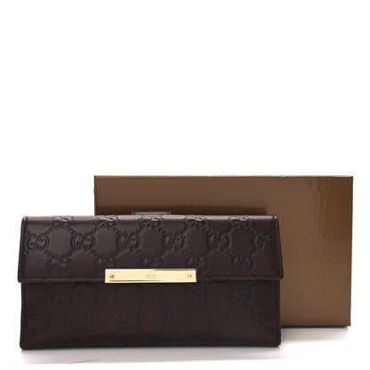 Gucci Guccissima Margaux Calfskin Metal Bar Continental Flap Wallet Chocolate 10 of 10