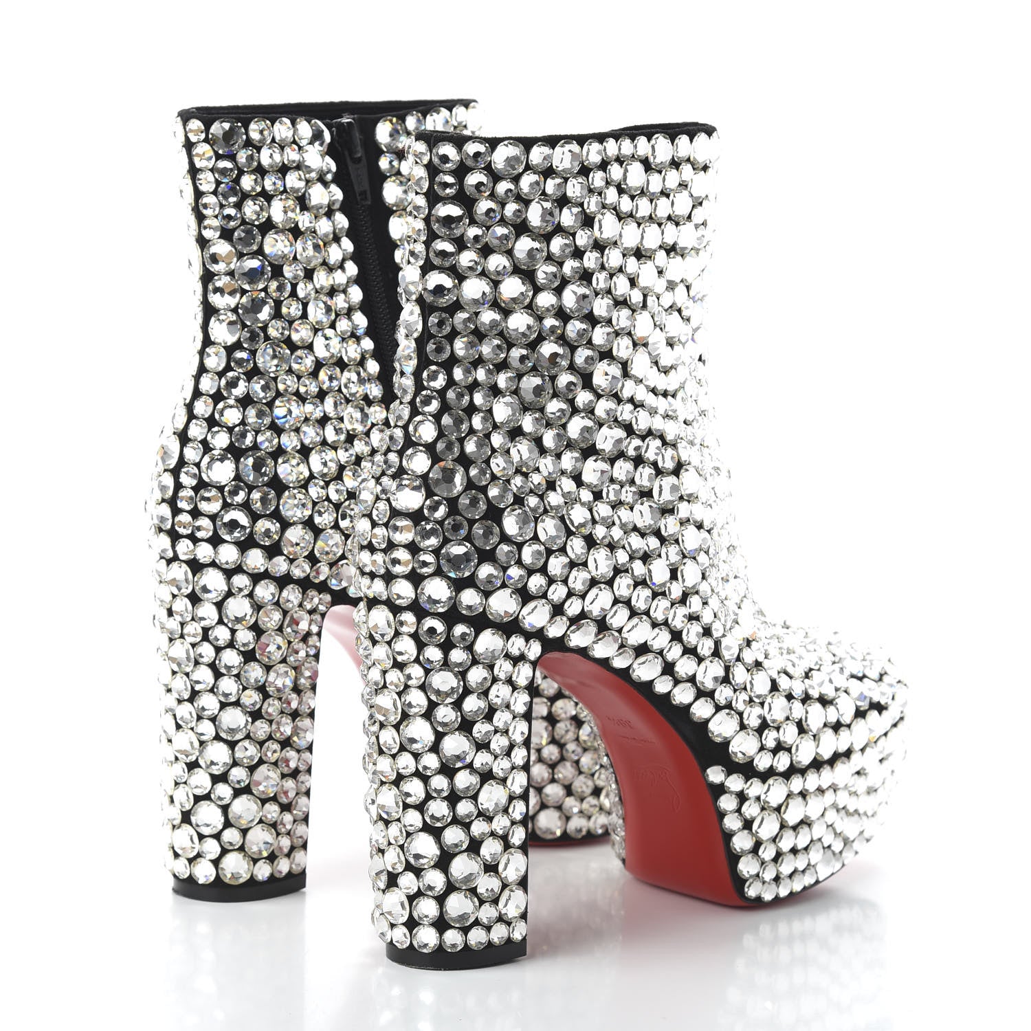 Christian Louboutin Veau Velours Strass Roxxxy 110 Ankle Boots 39.5 Crystal 4 of 8