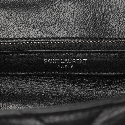 Saint Laurent Sheepskin Matelasse Chevron Monogram Medium College Bag Black 7 of 9
