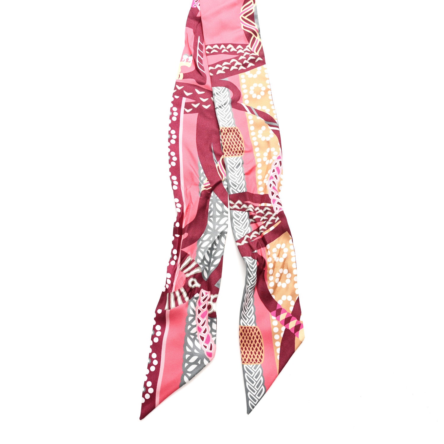 Hermes Silk Fantaisie D' Etriers Twilly Rose Vif Prune Beige 2 of 4