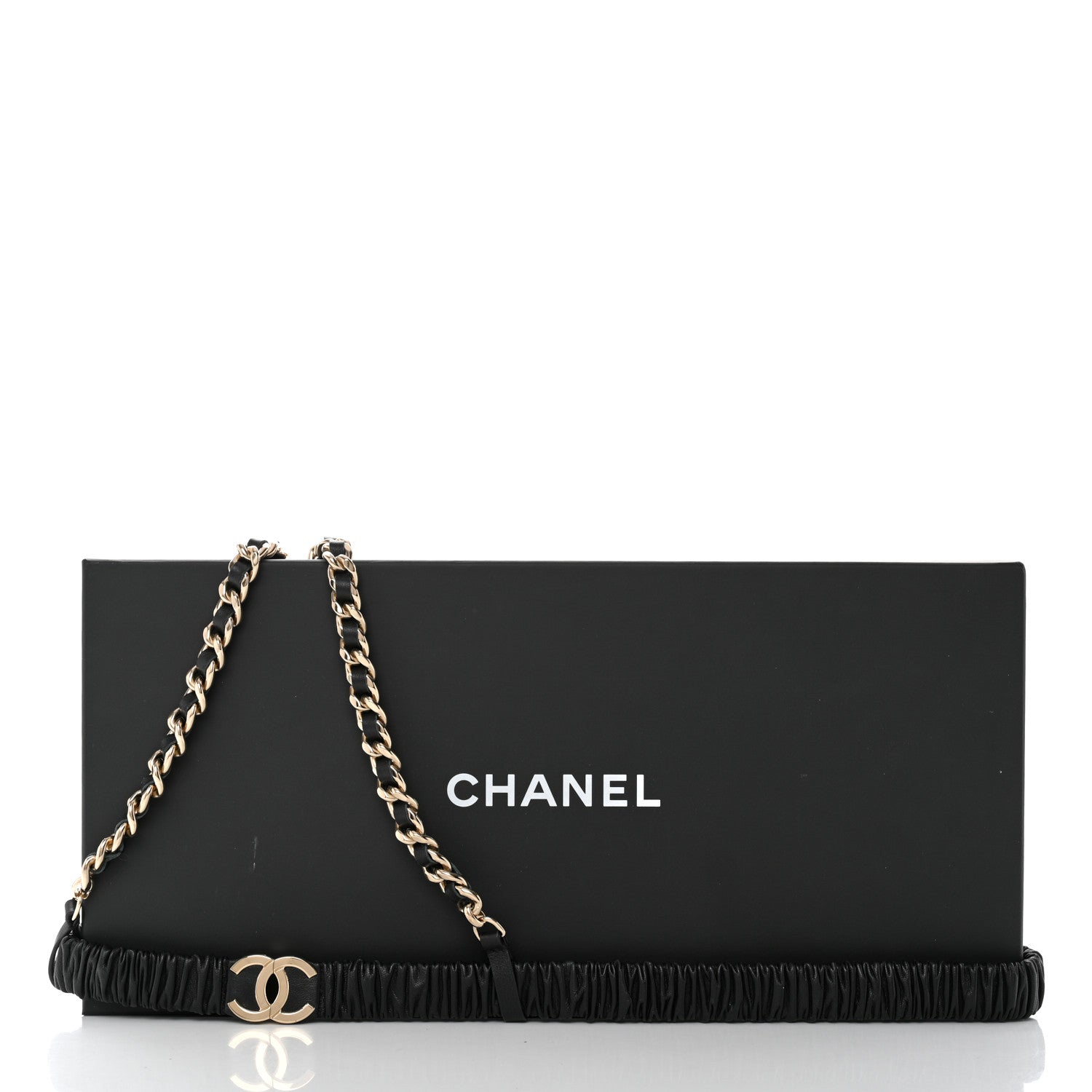 Chanel Lambskin Calfskin CC Chain Belt Suspenders 90 36 Black 9 of 9