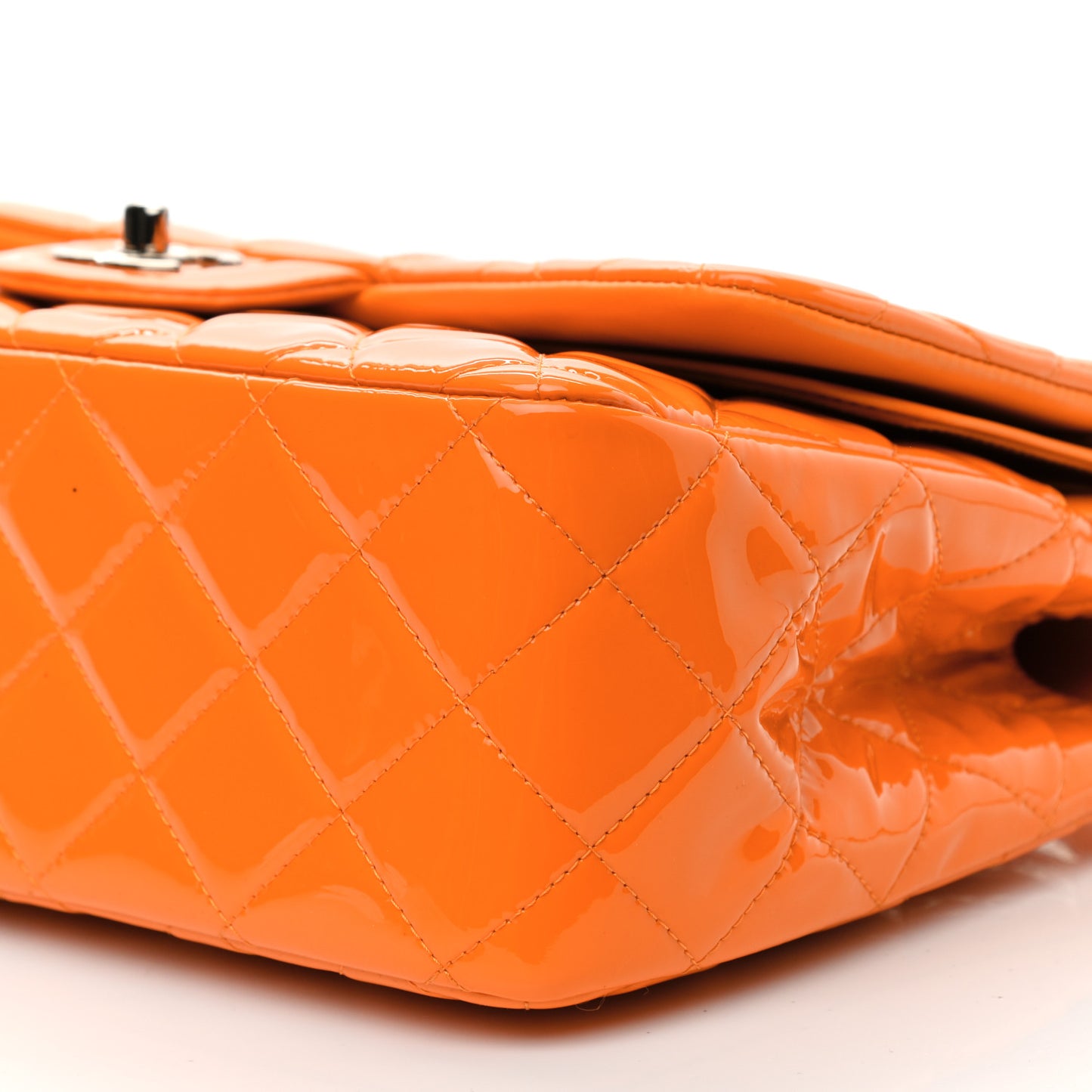 Patent Quilted Jumbo Double Flap Orange