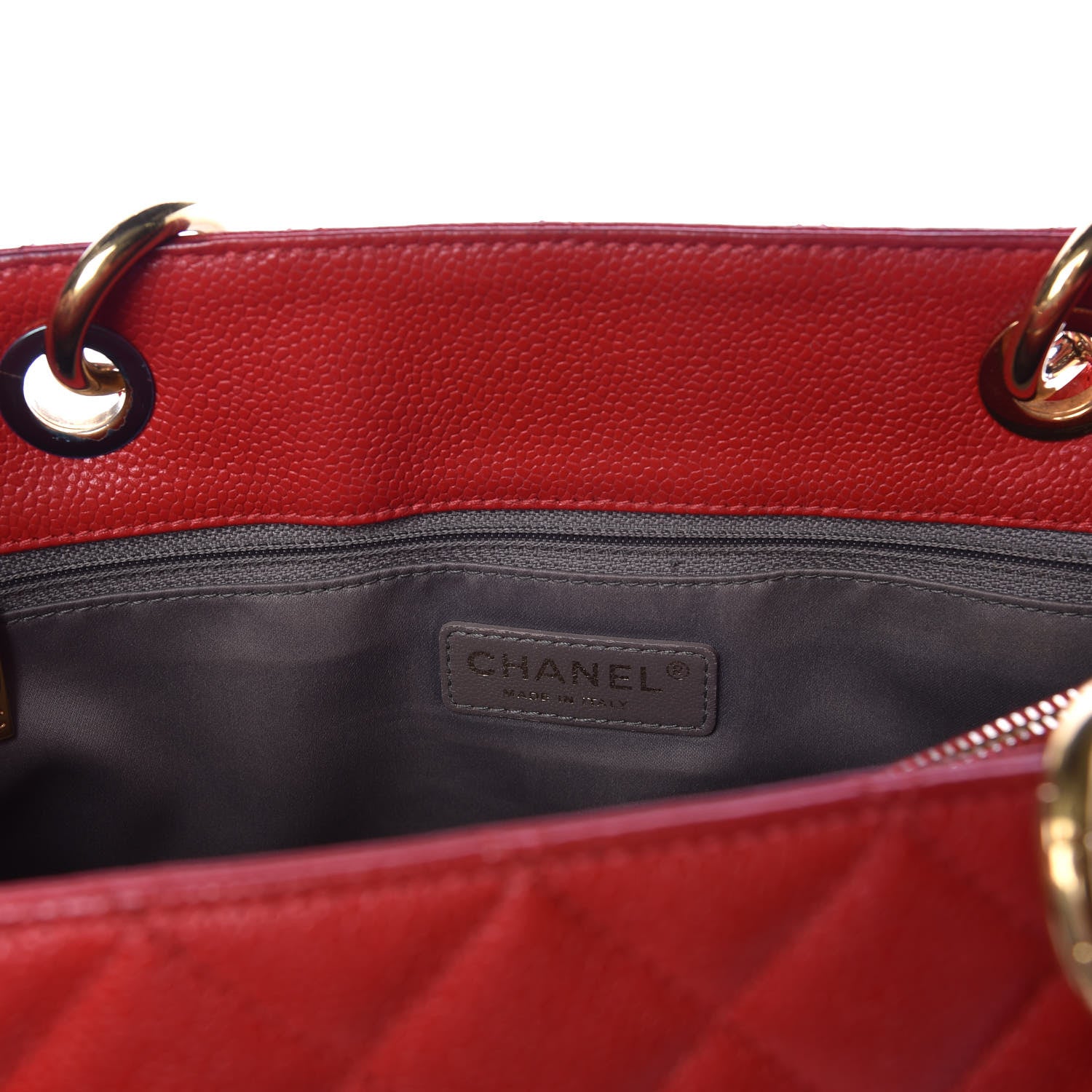 Chanel Caviar Quilted Grand Shopping Tote GST Red 9 of 19