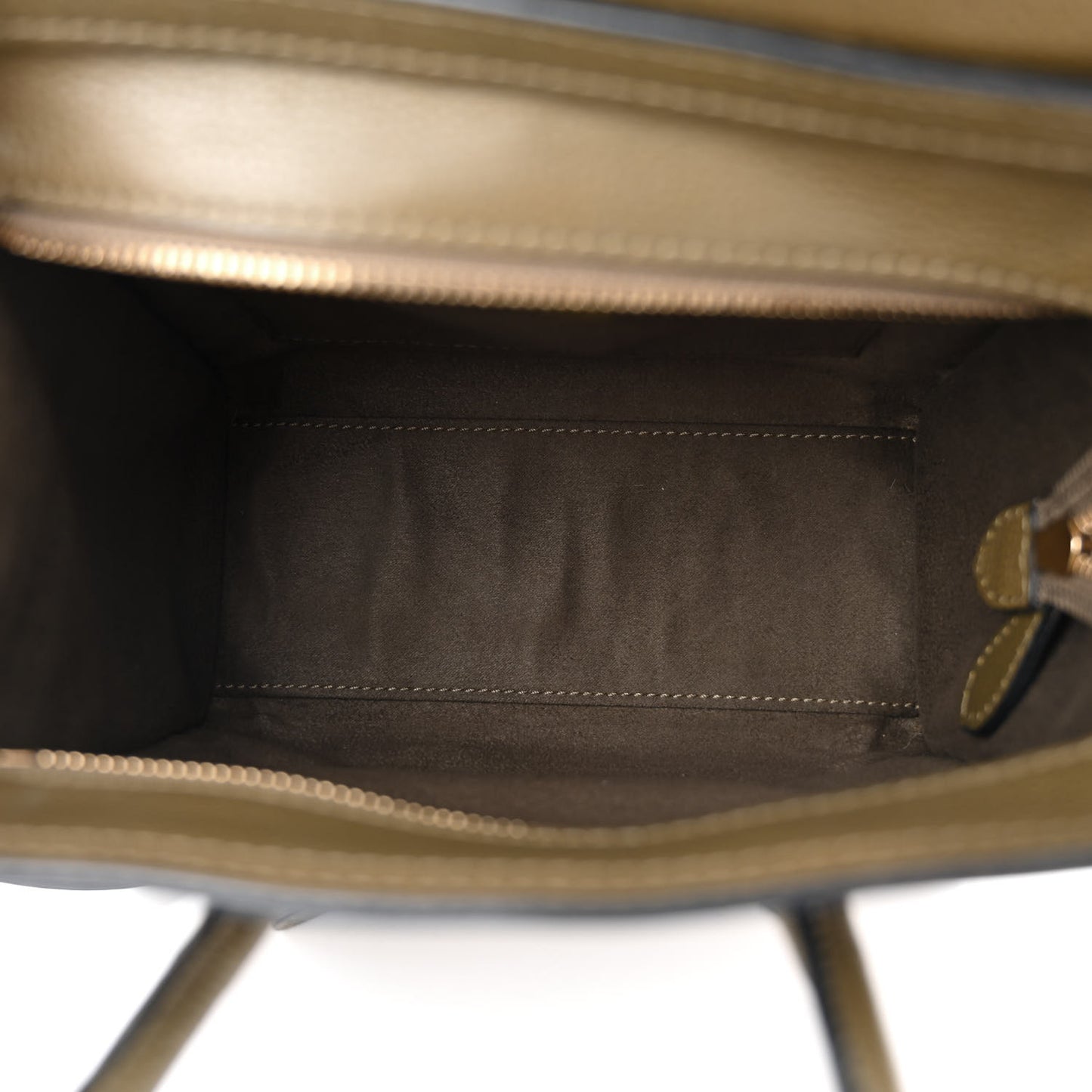 Drummed Calfskin Nano Luggage Dark Olive