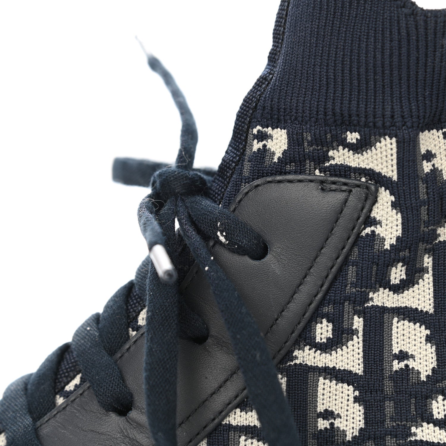 Christian Dior Technical Knit Calfskin Oblique Womens Walk'n Dior High Top Sneakers 40.5 Deep Blue 11 of 12