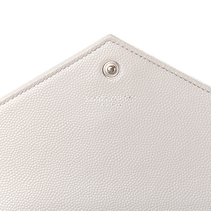 Saint Laurent Grain De Poudre Matelasse Chevron Monogram Envelope Chain Wallet Fog 5 of 12